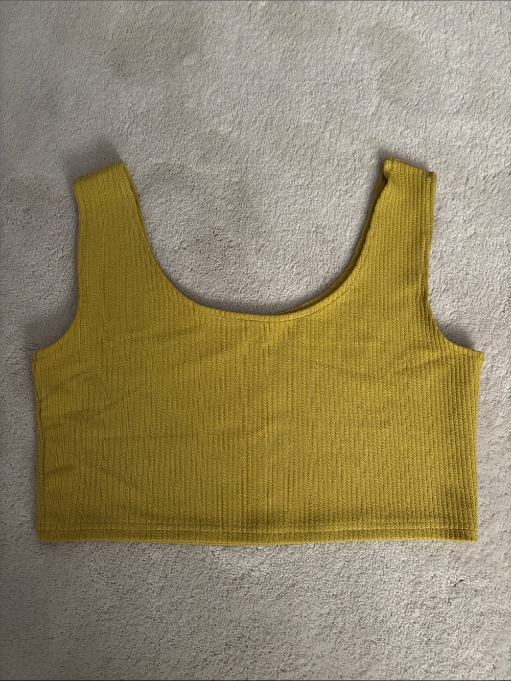 Ribbed Crop Tank and High-Waist Shorts Set - Mustard Yellow - Picture 2 of 3